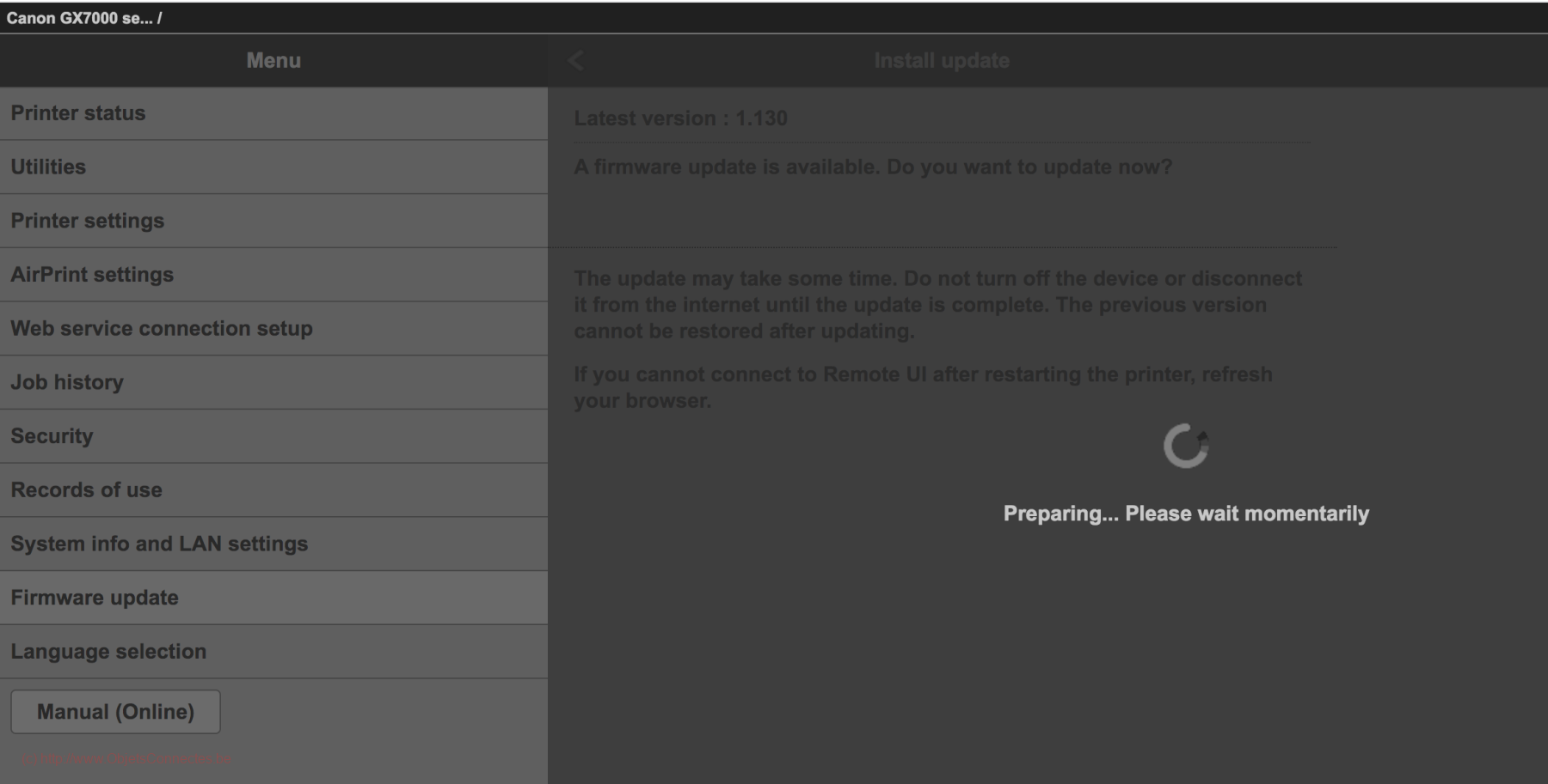 Canon-Maxify-gx7050-Firmware update